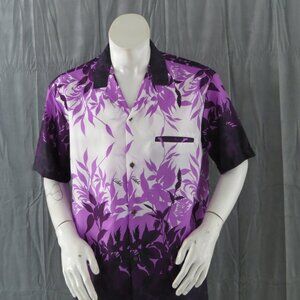 Vintage Hawaiian Shirt - Purple Floral Design by Royal Creations - Men's Large